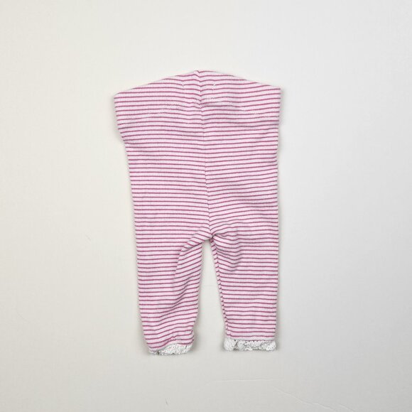 Baby Boden Soft Ribbed Lace Trim Leggings White Pink Stripe sz Newborn - Picture 3 of 8